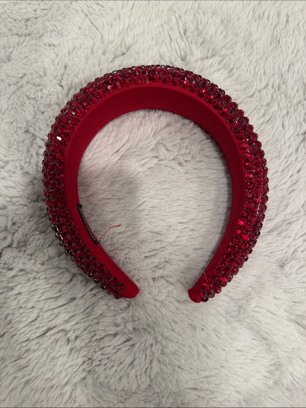 Red Crystal Embellished Padded Headband handmade